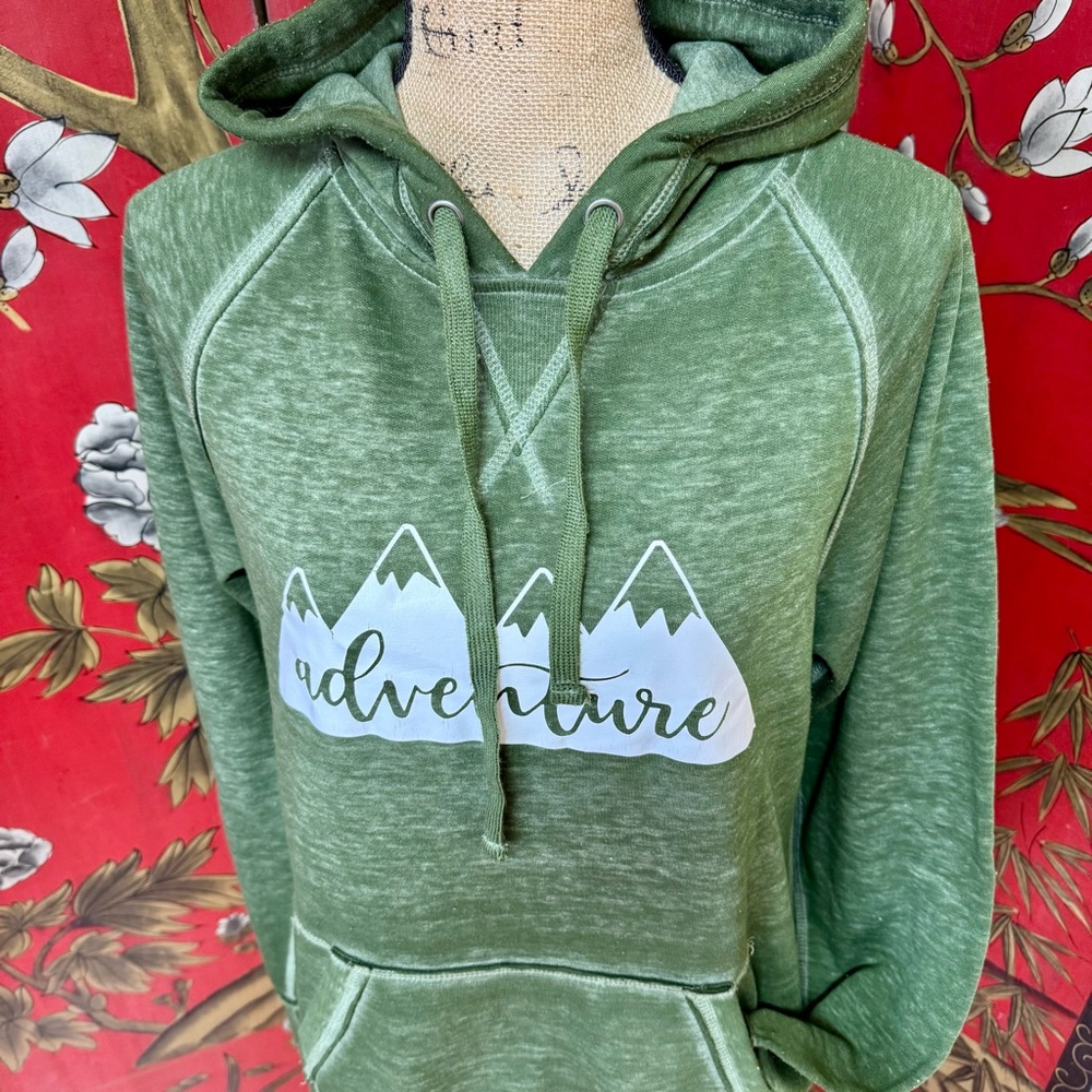 Women’s “J. America” Distressed Adventure Mountains Hoodie | #W28